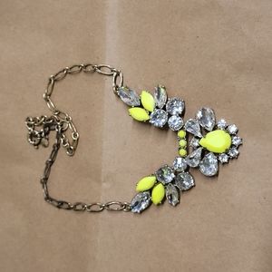 J. Crew Yellow Rhinestones Crystals Cluster Statement Necklace